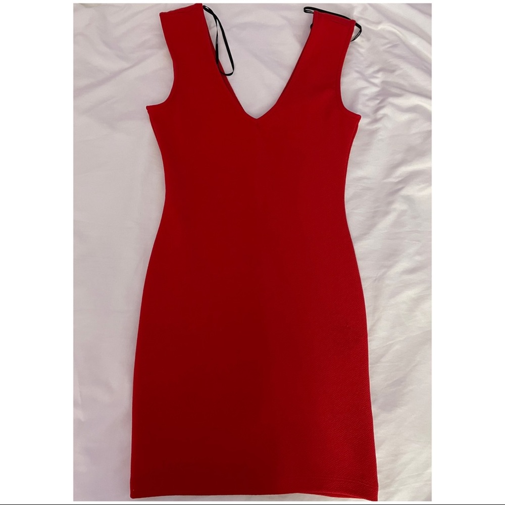 Simple V Front & Back Red Dress